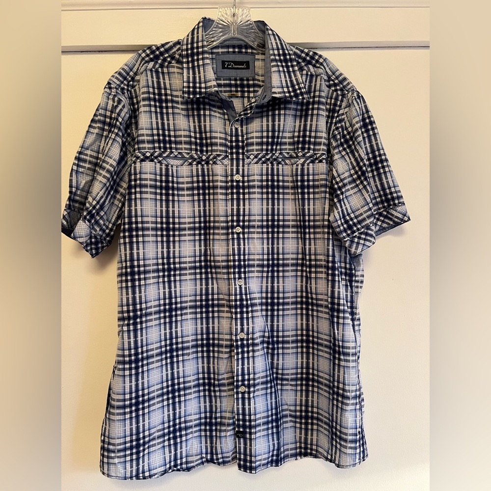 Men's 7 Diamonds Blue Plain Shirt